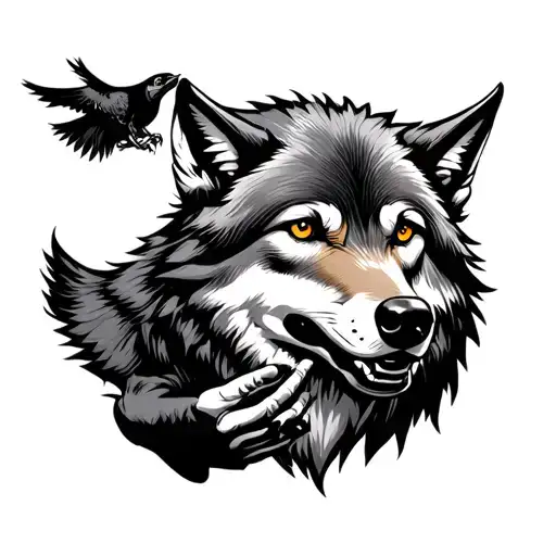 A Wolf Play With Prey