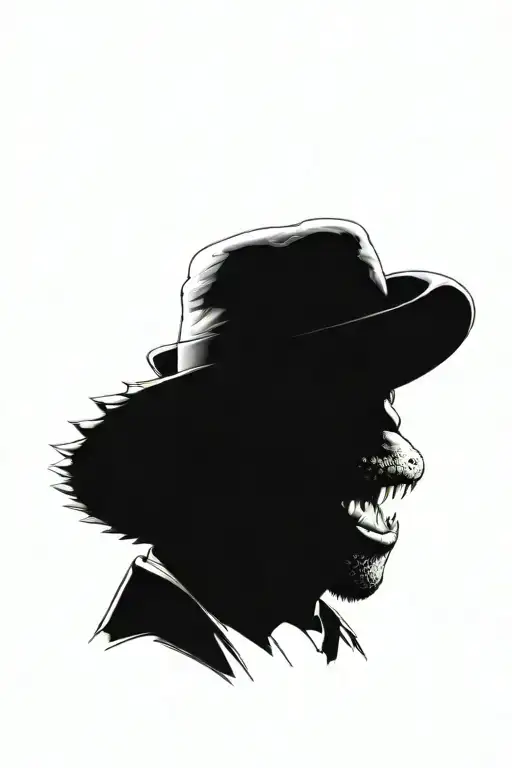 A Portrait Of An Alligator Who Is Wearing A Suit And A Mafia Fedora With A Cigar In His Mouth