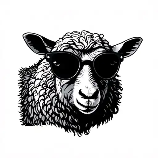 Black Sheep Wearing Sunglasses Looking