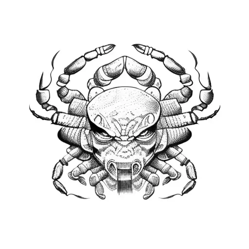 Scorpion With Oni Mask On His Back