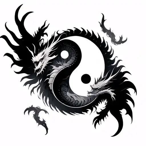 Dragon Tattoo With Yin Yang And Double Exposure