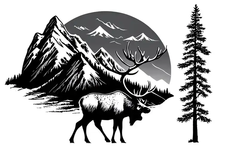 Elk Mountain Range Silhouette