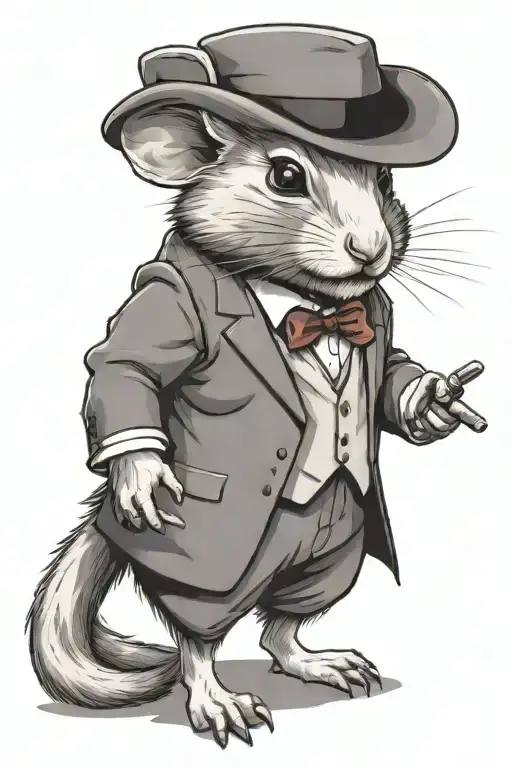 Angry Hamster In A Suit And Mafia Fedora With A Cigar