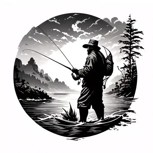 Landscape Sea Fisherman Fishing