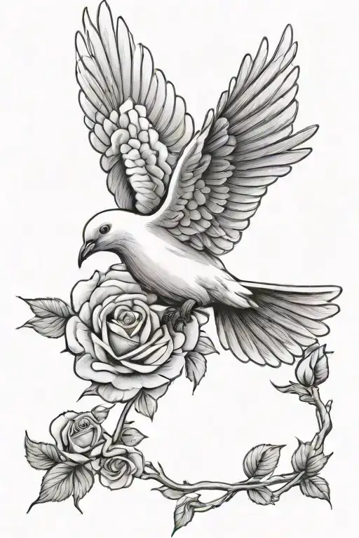 Dove Flying Rose