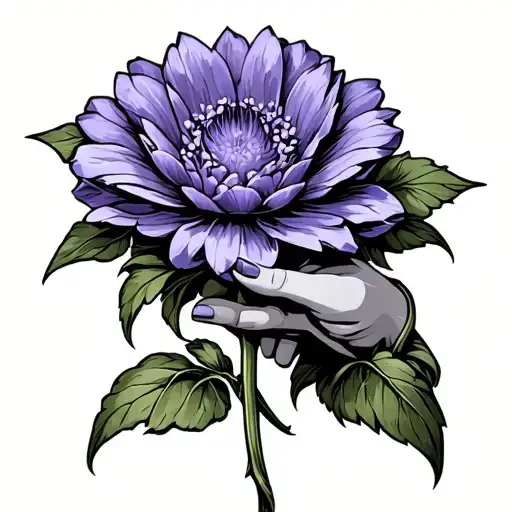 Atlas Holding A Violet Flower