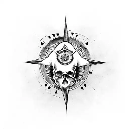 Skull Inukshuk Raven And Compass