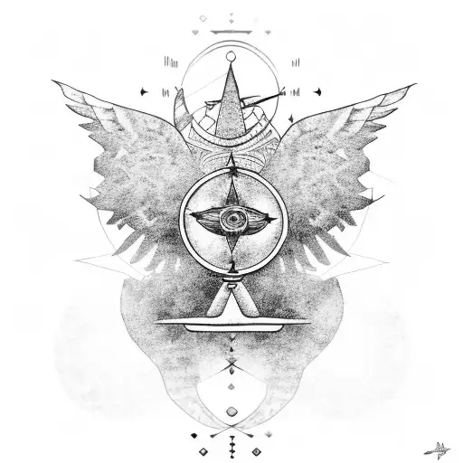 Inukshuk With Raven And Compass