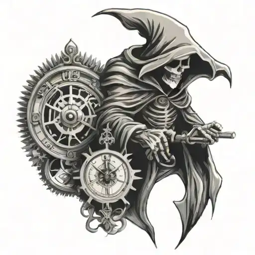 Grim Reaper Holding Clock Gears