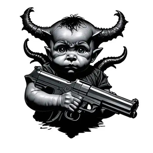 Baby Demon Holding Guns