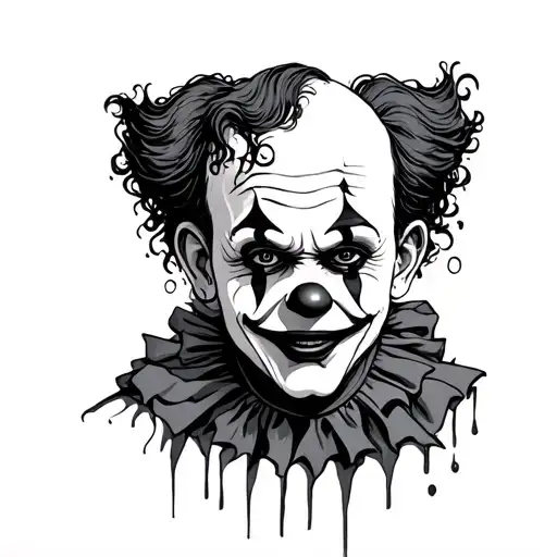 Not Scary Sad Clown In A Innocent Style Tattoo Design