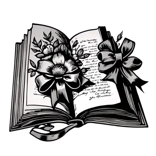 Open Book With Bows And Flowers