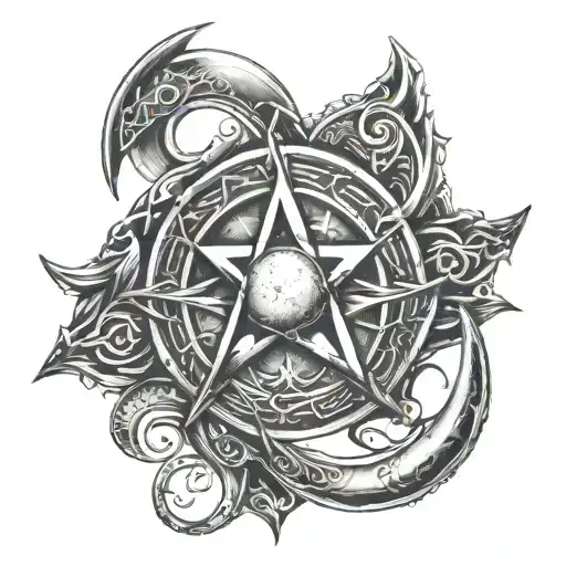 Triple Moon With Pentagram