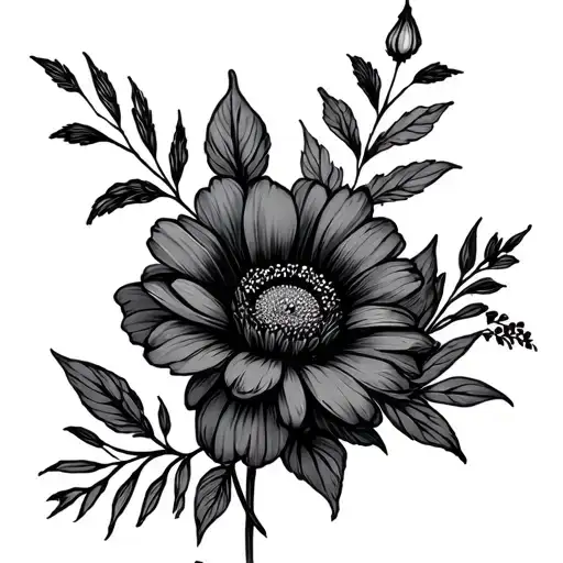 March May October September January And December Birth Flower Fine Line Bouquet