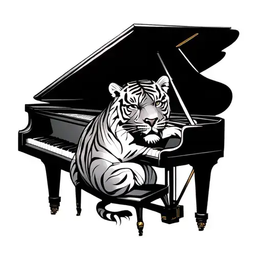 Tiger Is Playing A Piano