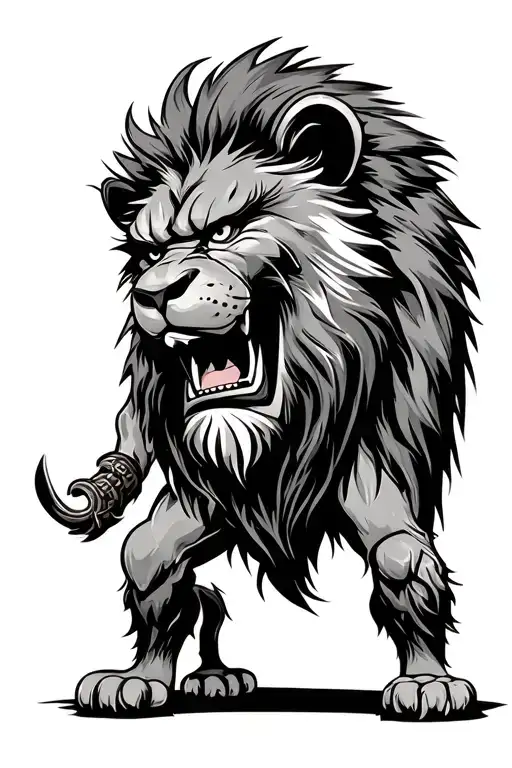 Grinch Gladiator Standing Strong Inside Lion Head