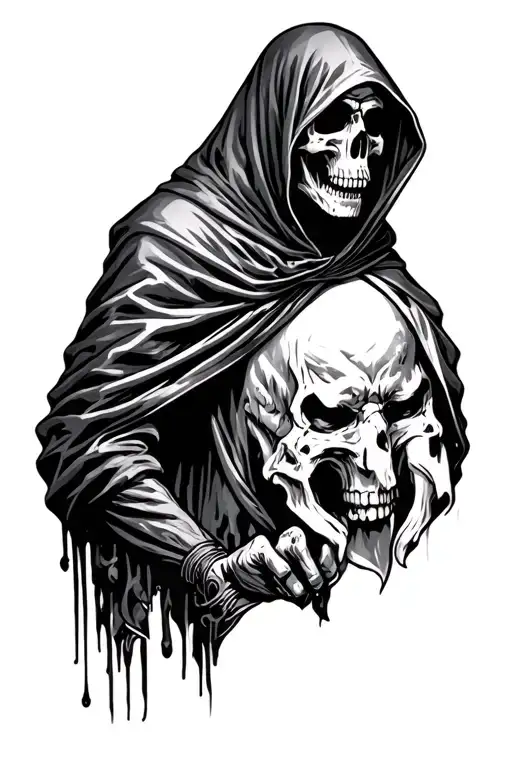 Hooded Reaper With No Skull Only Darkness Leaning