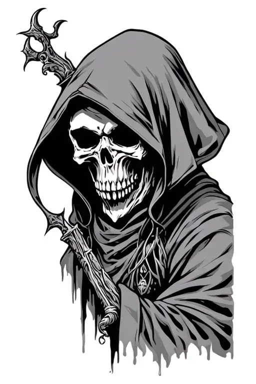 Hooded Reaper With No Skull Only Darkness Leaning