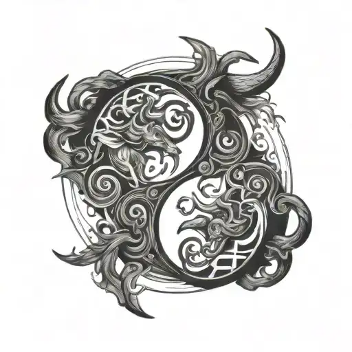 Taurus Zodiac Sign Incorporated Within Yin Yang Symbol