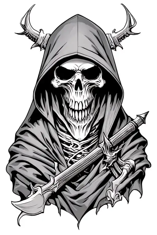 Hooded Reaper With No Skull Only Darkness Leaning