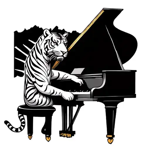 Tiger Is Playing A Piano