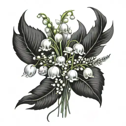 Beautiful Bouquet Of Lily Of The Valley And Poppies With Dwarf Ferns