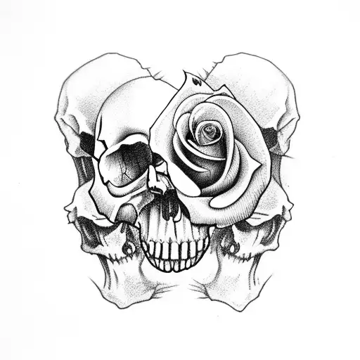 Skull With A Rose Growing From One Eye