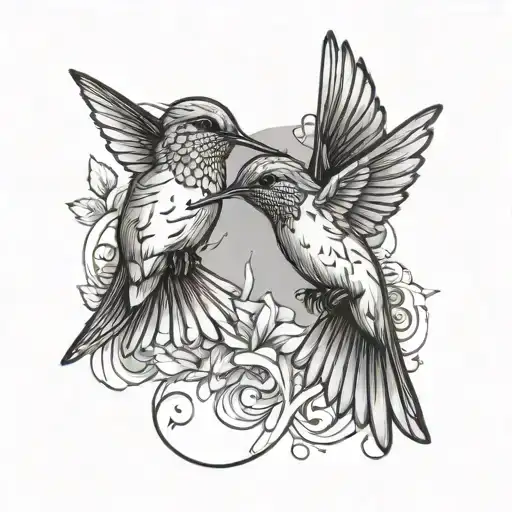 Hummingbird Flying Together