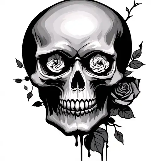 Skull With Rose Eyes Looking