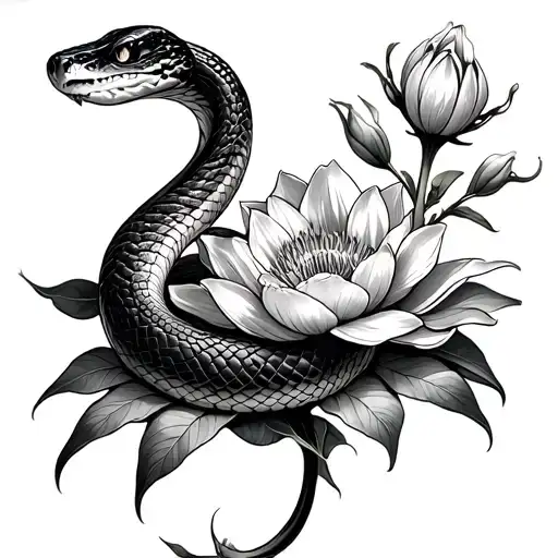 A Snake Shedding Skin And Become Flower Blooming