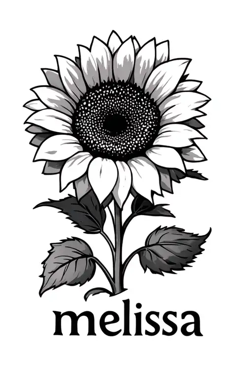 The Name Melissa With A Sunflower Growing