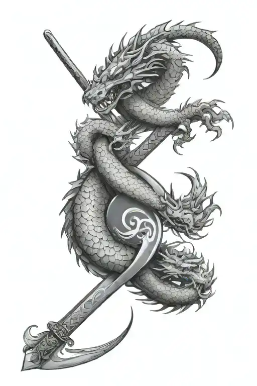Yin Yang With Dragons With A Katana