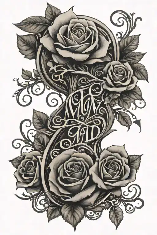 Mom And Dad Written With A Tree Of Life And The Infinite Symbol And A Rose