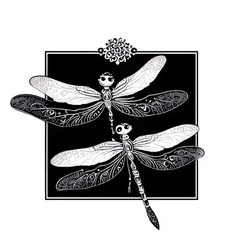 Dragonfly With Mother And Daughter Symbols Incorporated