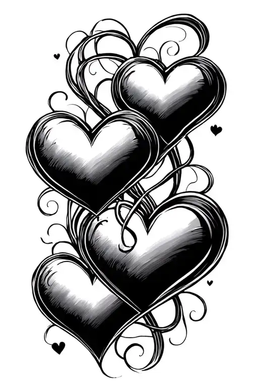 Three Hearts Connected Line