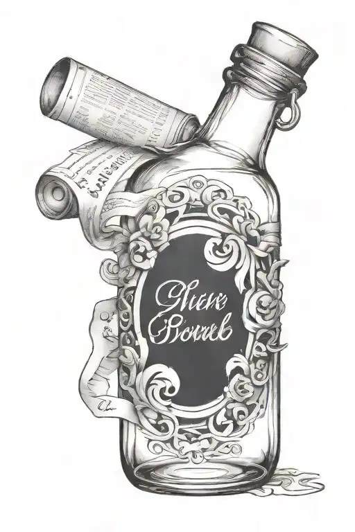 A Glass Bottle With A Paper Scroll Inside