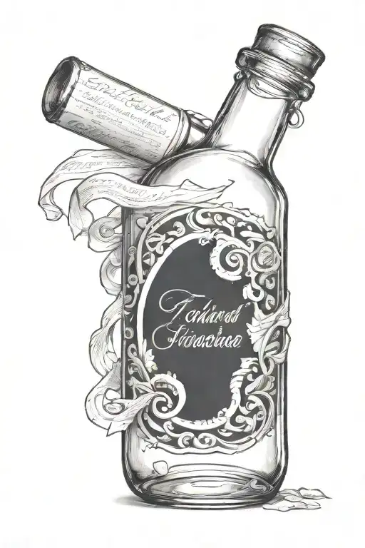 A Clear Glass Wine Bottle With A Paper Scroll Inside