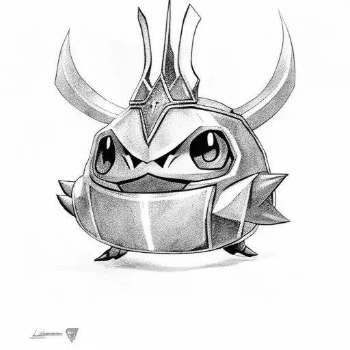 Larvitar Pokemon In Vikings Helmet