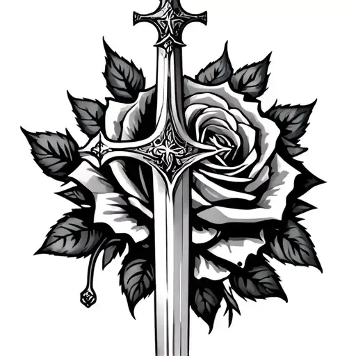 Rose With Cross And Sword