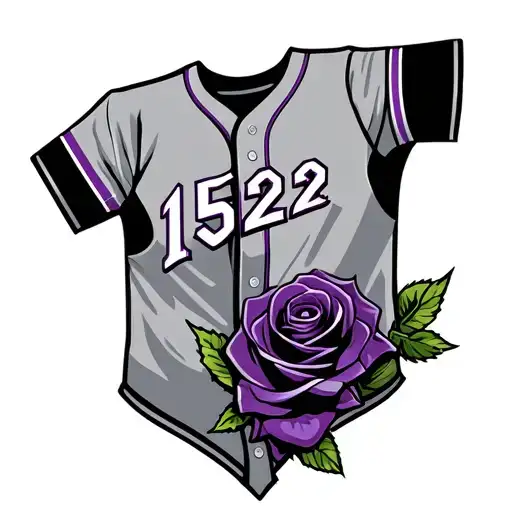 Baseball Jersey With Purple Rose And Numbers 1522