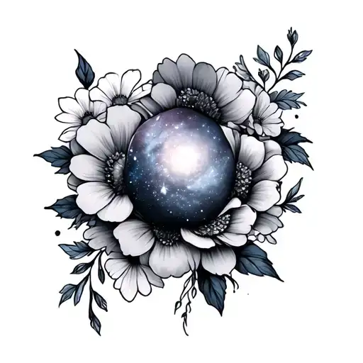 Galaxy And Flowers Coming