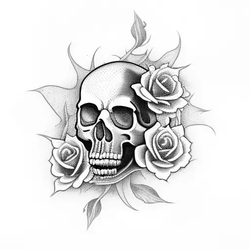 Reaper Skull Blooming Flowers