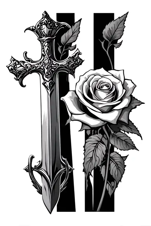 Rose With Sword And Cross