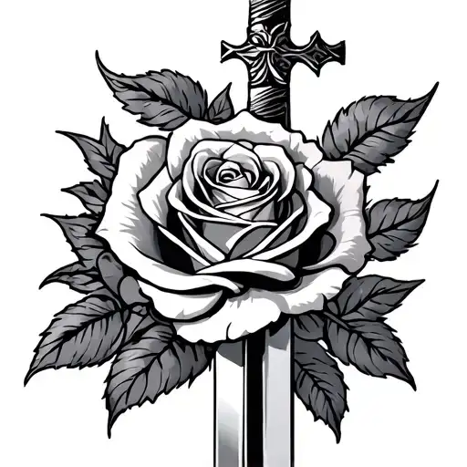 Rose With Sword And Cross