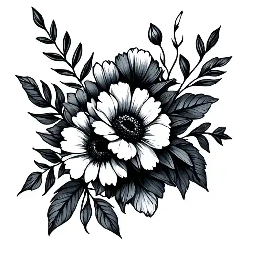 Flowers Bouquet Fine Line