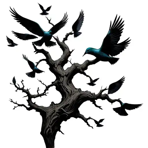 Poison Tree With Doves Flying Through It