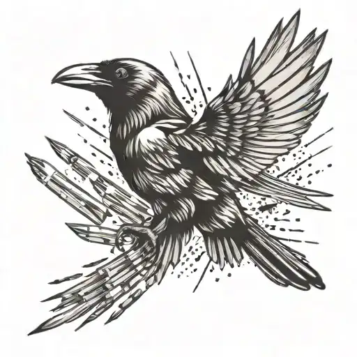 Crow Flying Leaving A Trail Of Bullets