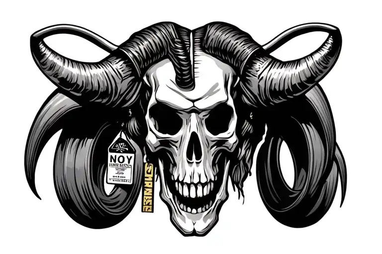 Long Horn Skeleton With Ear Tag And Drag Racing Slicks Going Through The Horns