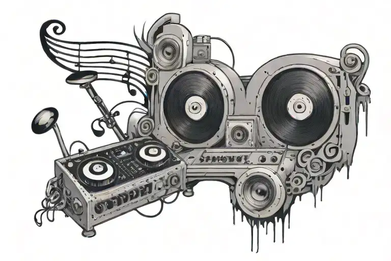 A Cool Tattoo About House Music With Keinemusik Style