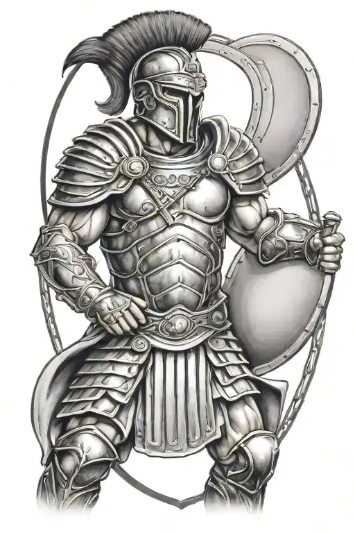 Roman Gladiator Holding Shield